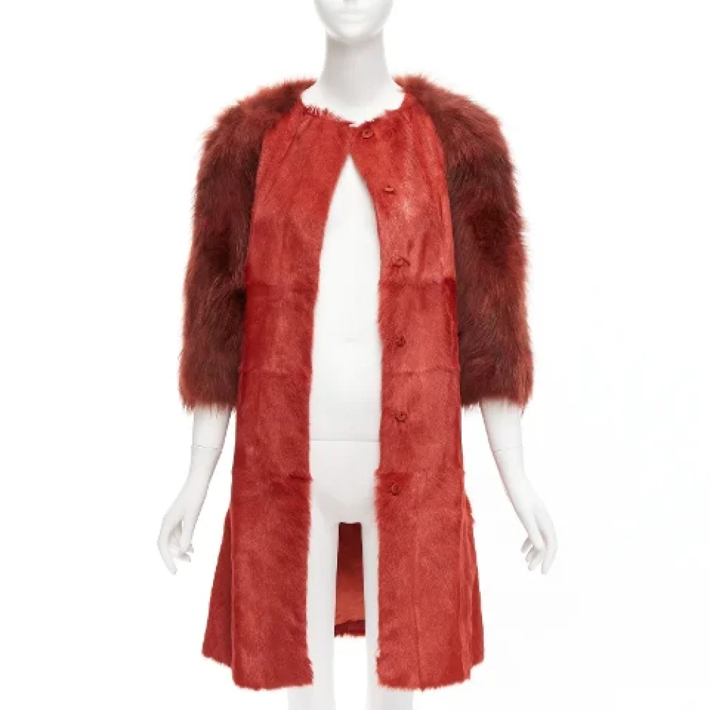 Giambattista Valli Pre-owned Fur outerwear Red Dames