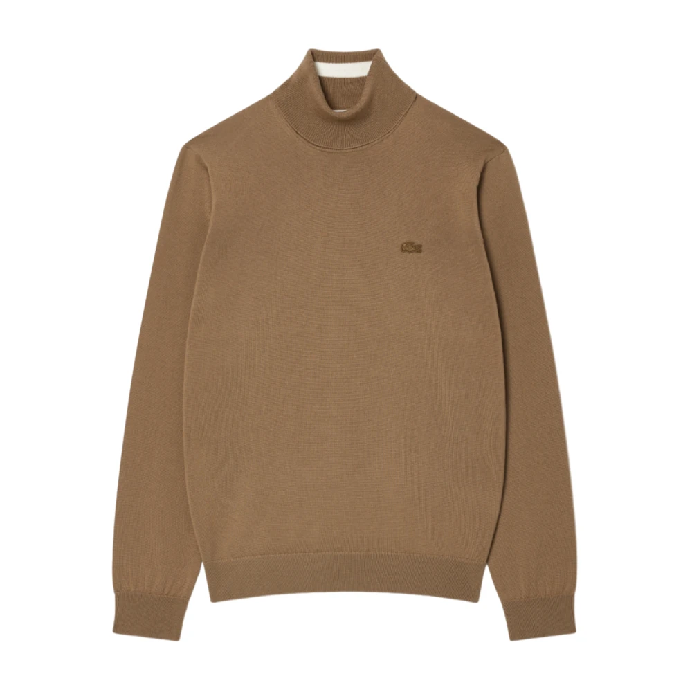 Lacoste Bruine Merinowollen Trui Chic Krokodil Brown Heren