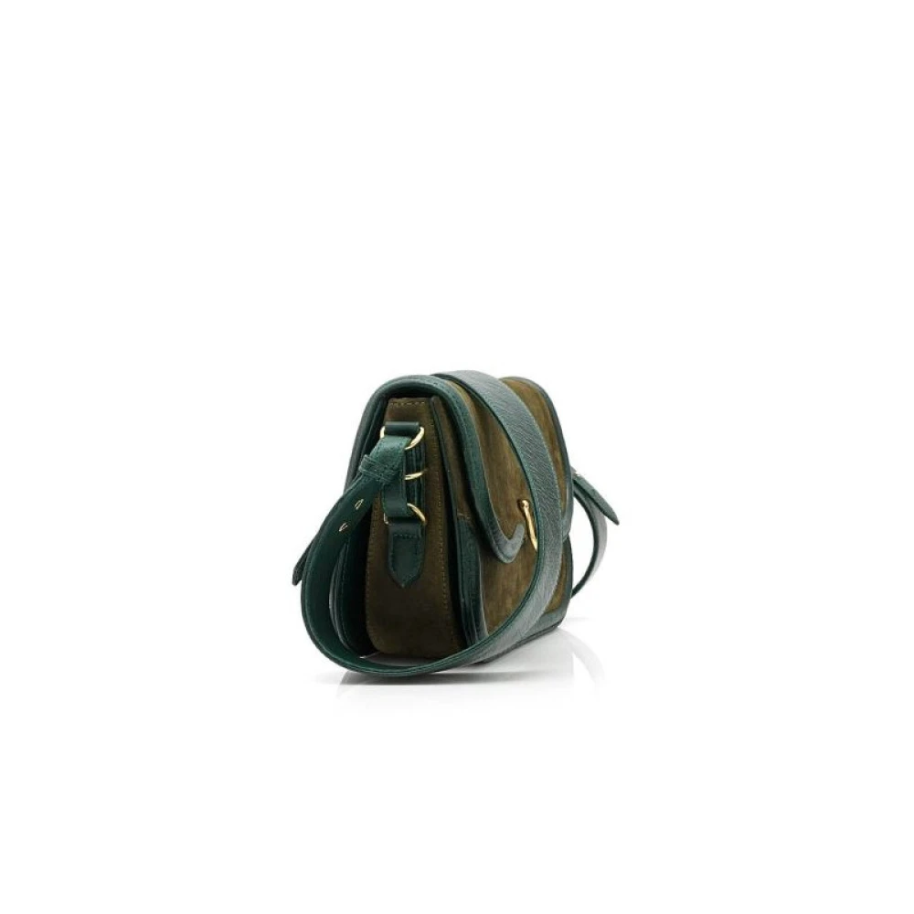 Claris Virot Bronzen Groene Leren Schoudertas Green Dames