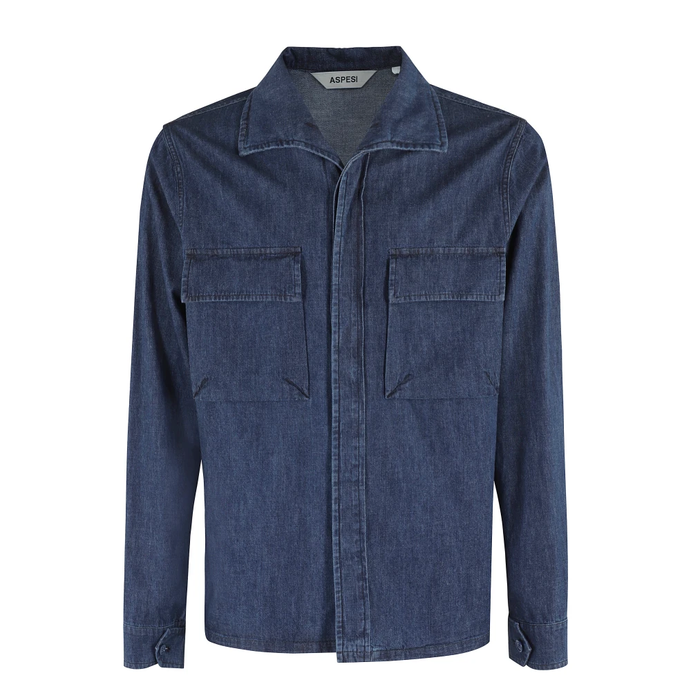 Aspesi Gelaagde Denim Overhemd Blue Heren