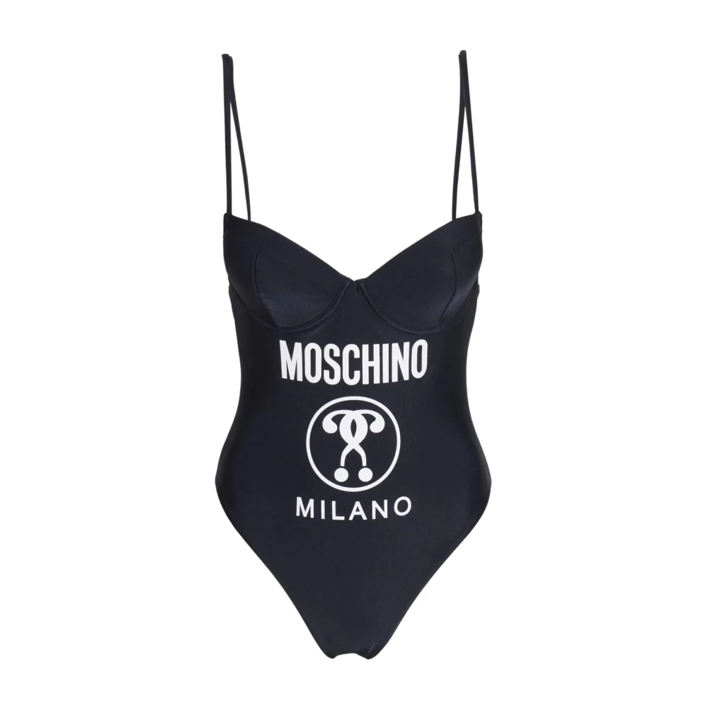 Moschino Women's Black Swimsuits, S, Logo Milano Swimsuit With Underwire
