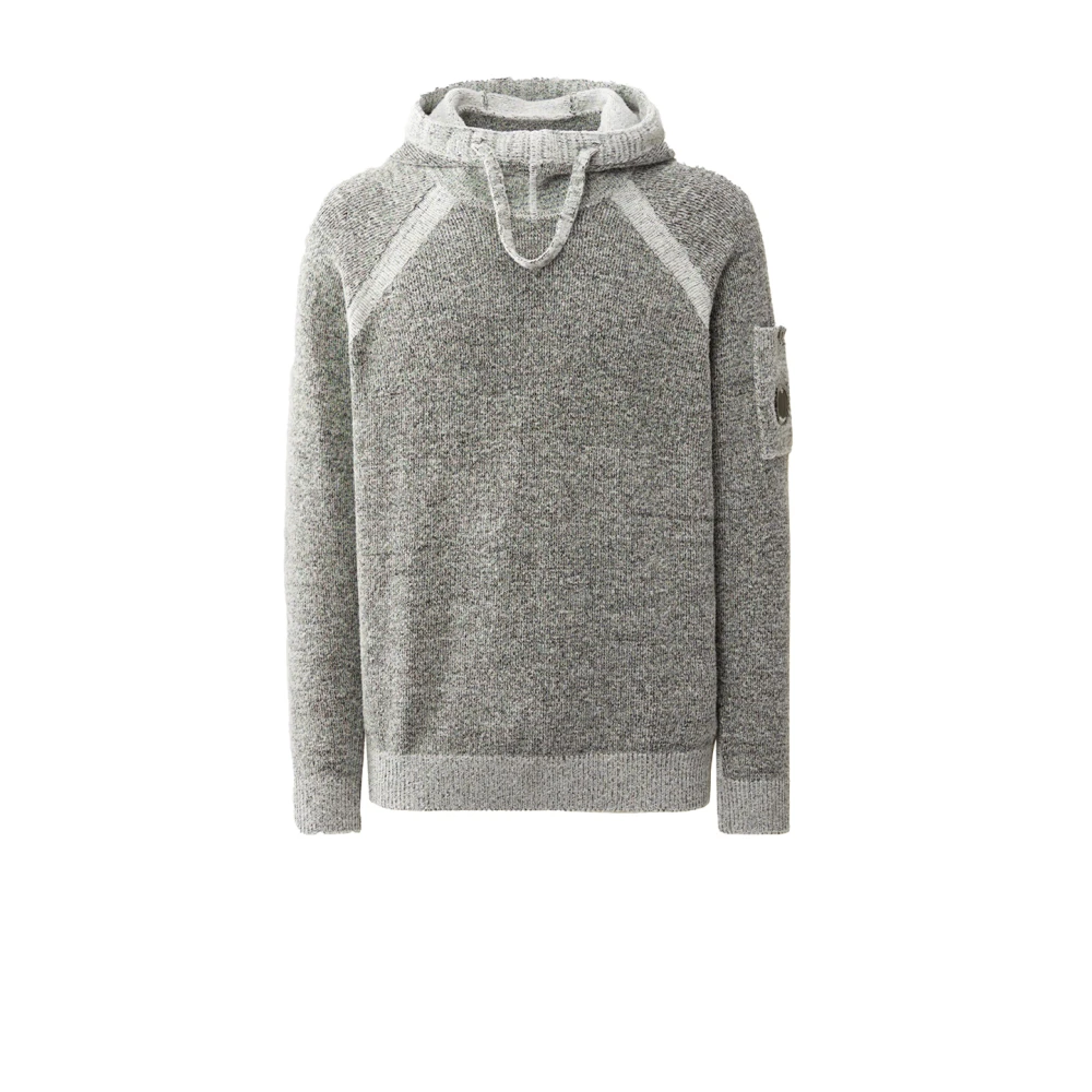 C.P. Company Hooded lamswollen trui met Ciniglia-contrast Gray Heren