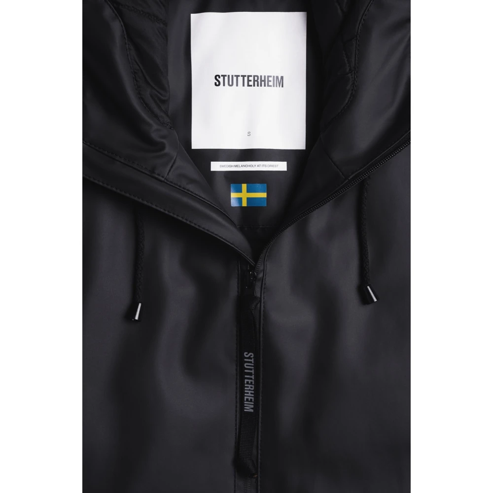 Stutterheim Warme Knielange A-Lijn Regenjas Black Dames
