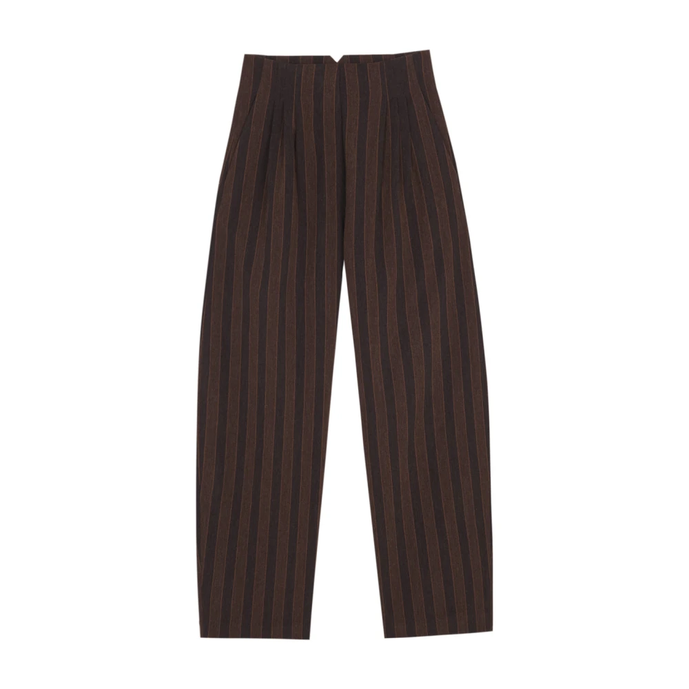 Cortana Gestreepte linnen en virgin wool broek Brown Dames