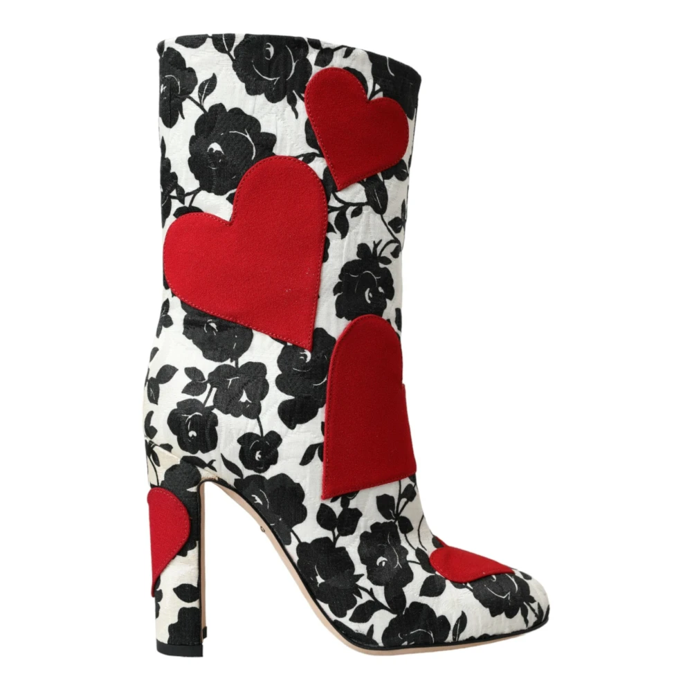 Dolce & Gabbana Floral Print Ankle Boots Red Black - Female - Heeled Boots - Multicolor - 2 Uk - Shoes - Image 3