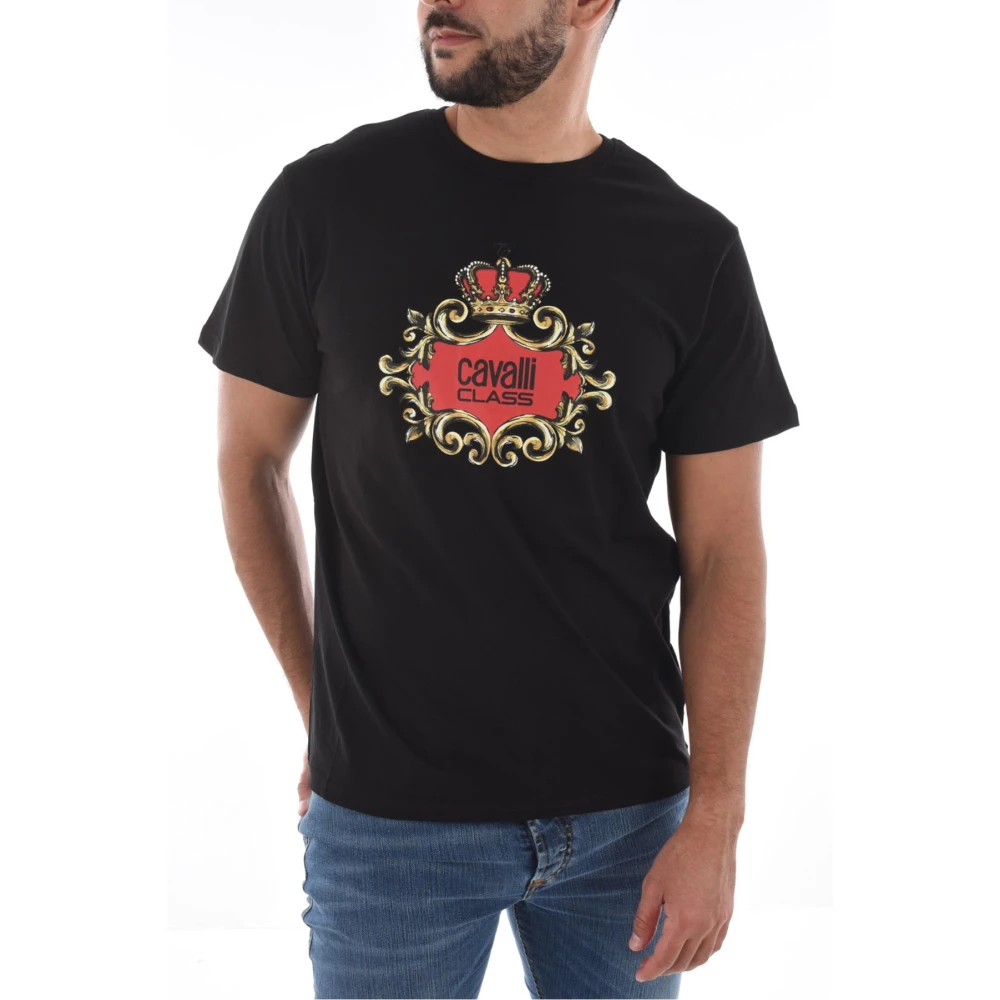 Cavalli Class Zwart Logo T-shirt 100% Katoen Black Heren