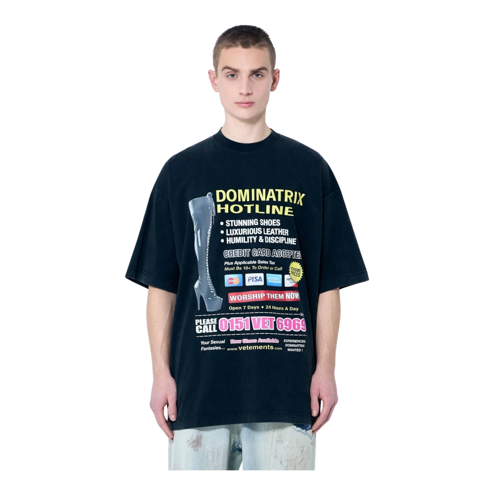 Vetements Grafische Print Oversized T-shirt Katoenen Jersey Black Heren