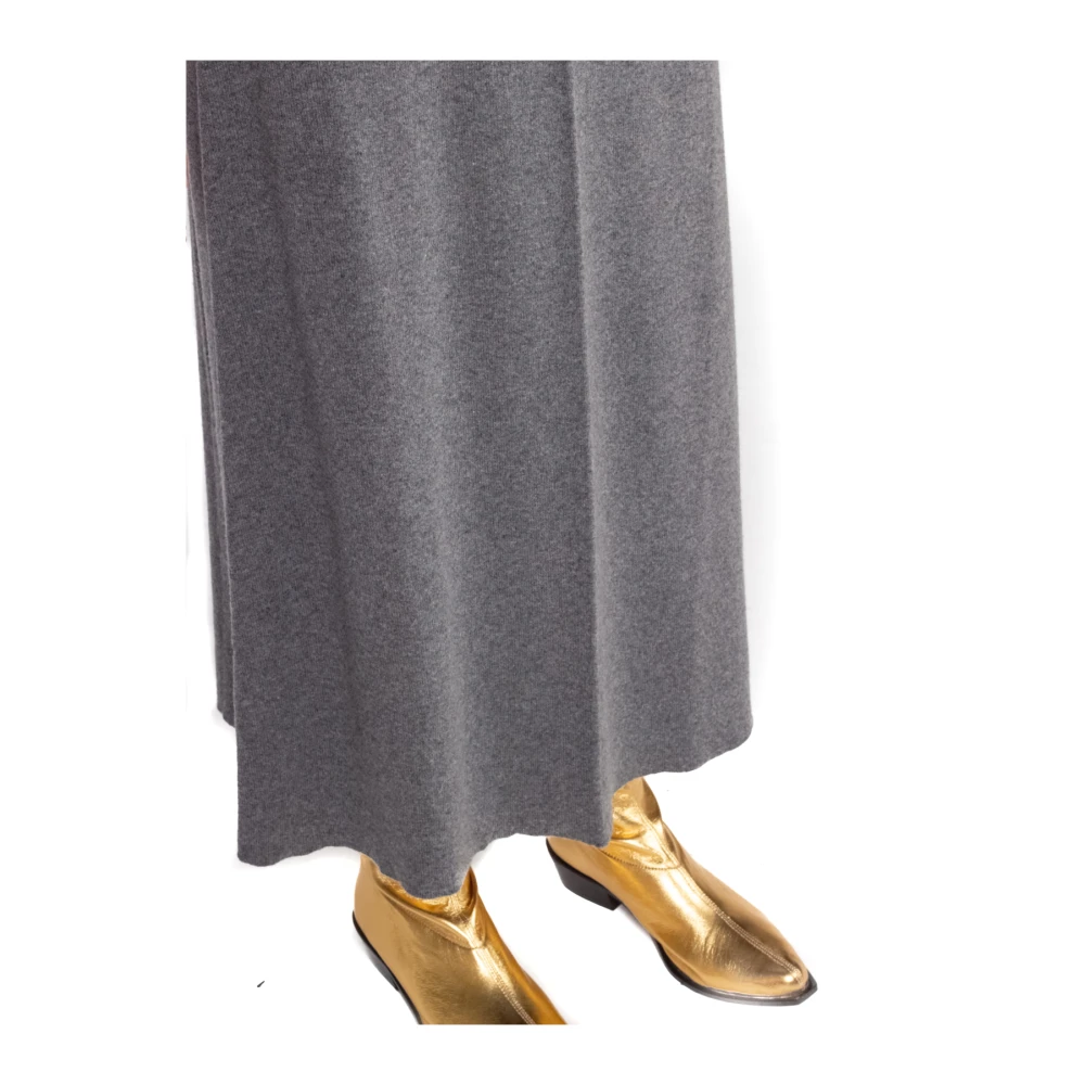 Semicouture Grijze Gebreide A-Lijn Maxi Rok Gray Dames