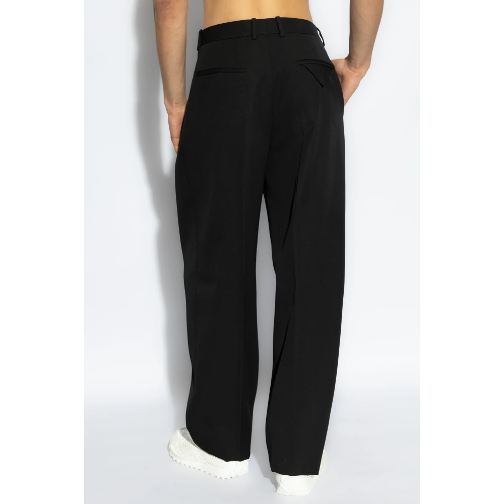 Bottega Veneta Wollen broek met vouw Black Heren