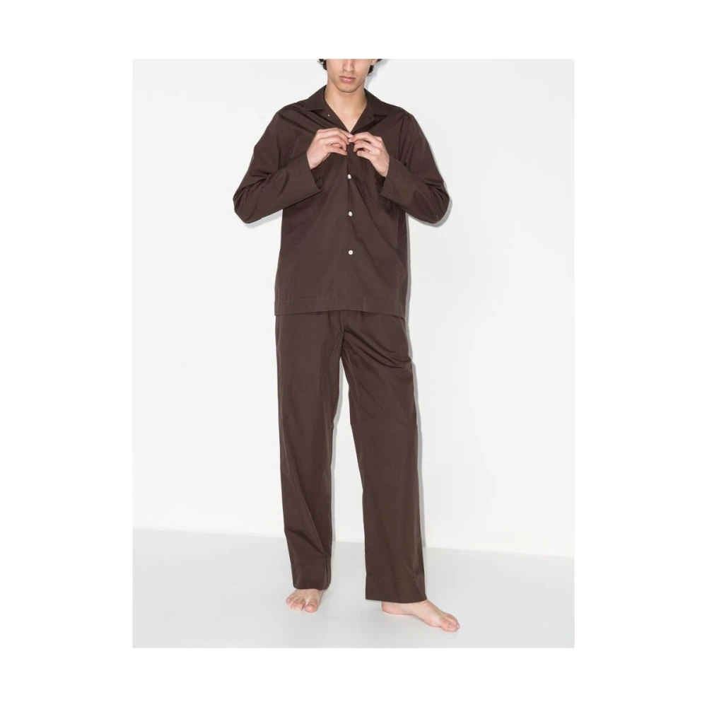 Tekla Koffiebruin Biologisch Katoenen Pyjama Shirt Brown Heren