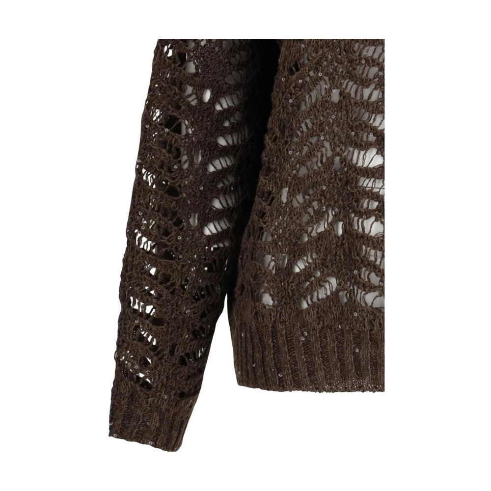 BRUNELLO CUCINELLI Glinsterende Paillettrui Brown Dames