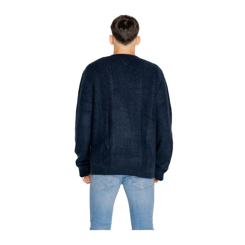 Tommy Jeans Blauwe Gebreide Trui Acryl Mix Blue Heren