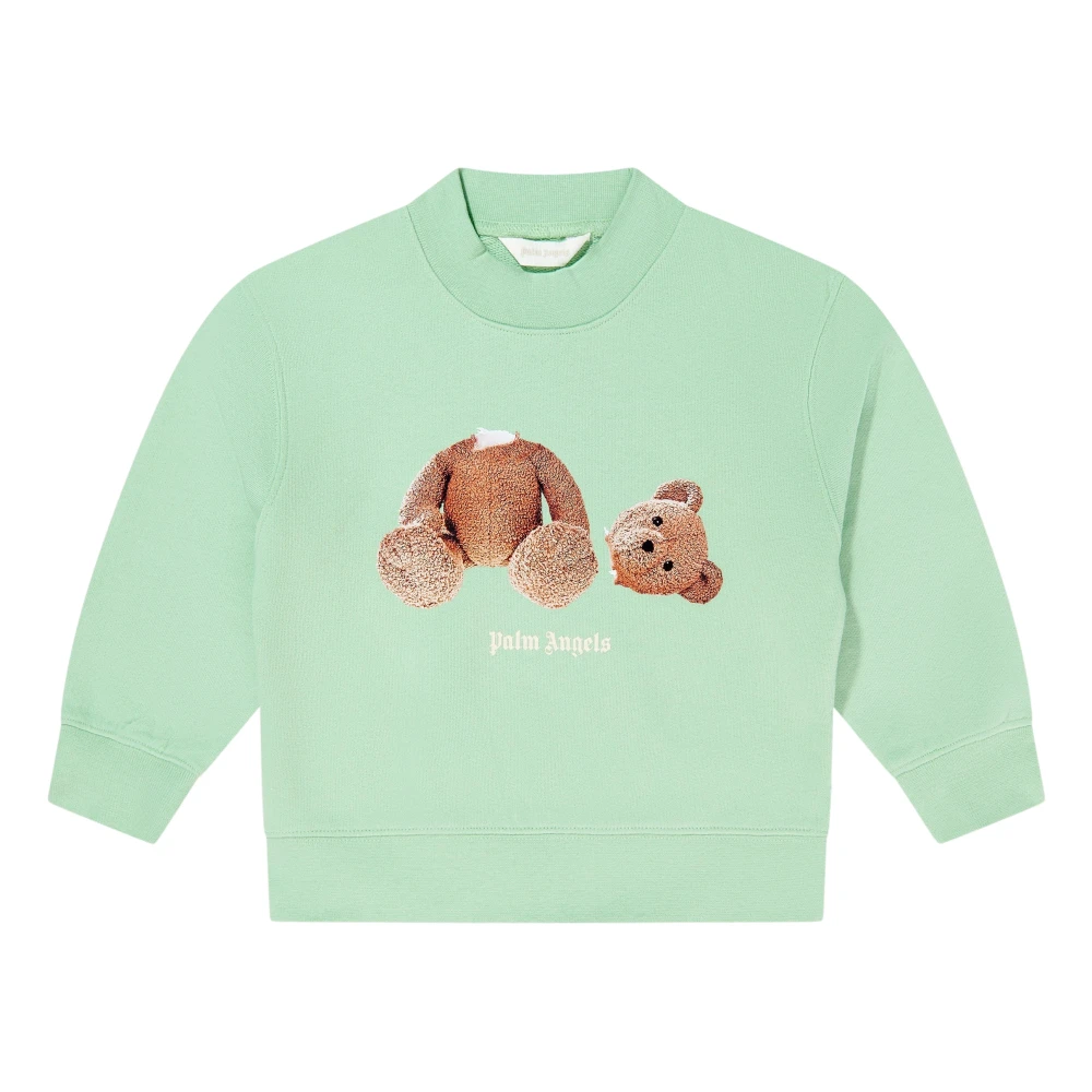 Palm Angels , Kids Sweatshirts, Male, Green, 12 Y, Bear Sweatshirt