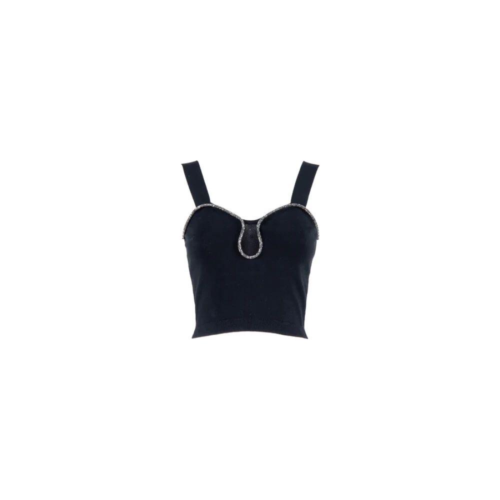 Nenette Zwarte Sweater met Serpentijn Top Black Dames