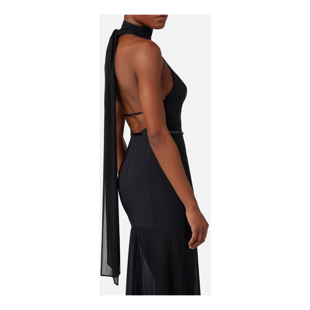 Elisabetta Franchi Red Carpet Halternek Crepe Jurk Black Dames