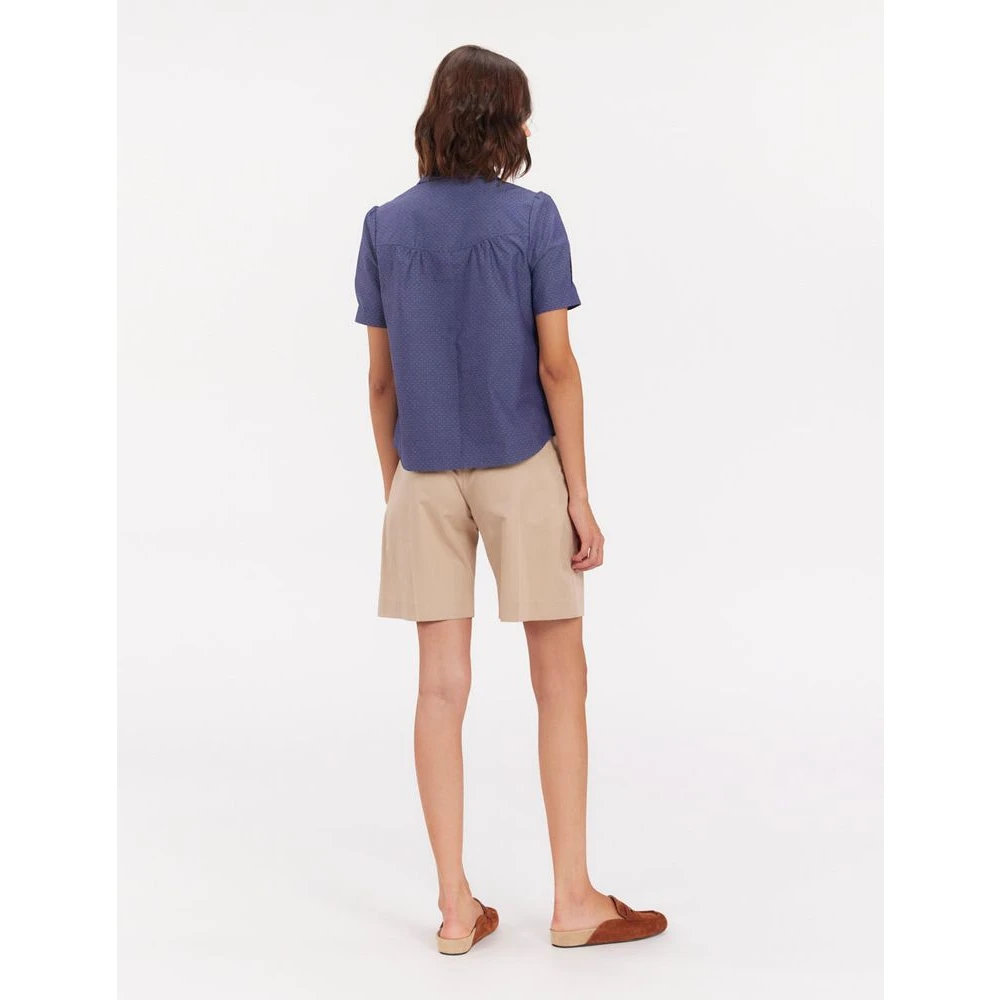 Ines De La Fressange Paris Blauwe korte mouwen blouse zomerstijl Blue Dames
