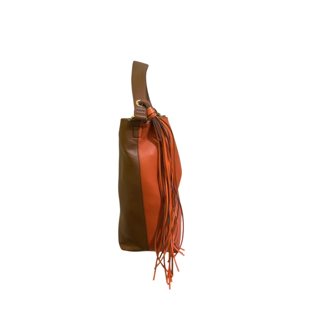Pennyblack Bicolor Hobo Tas met Suède Effect Brown Dames