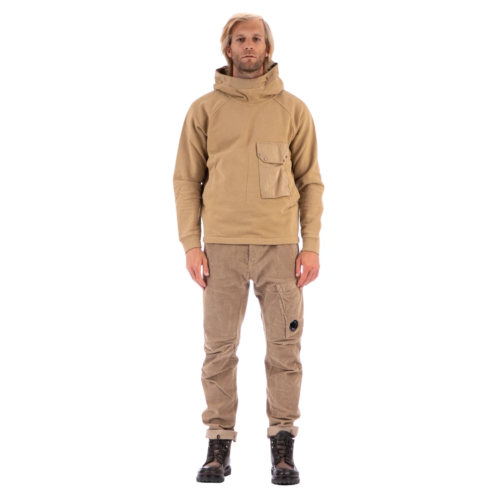 Ten C Men's Beige Cotton Hoodie With Ojj Pocket - Hoodies - S - Sweatshirts & Hoodies