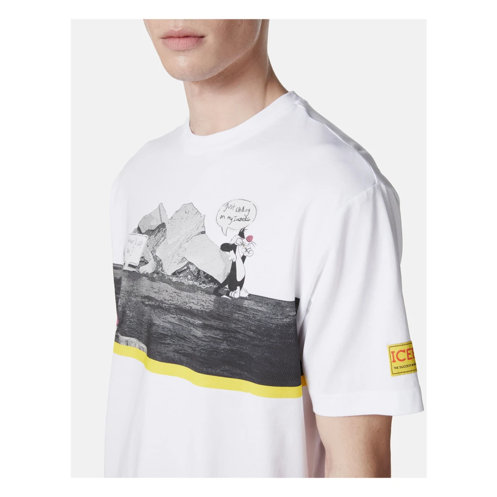 Iceberg Wit regular fit katoenen jersey T-shirt met logo White Heren