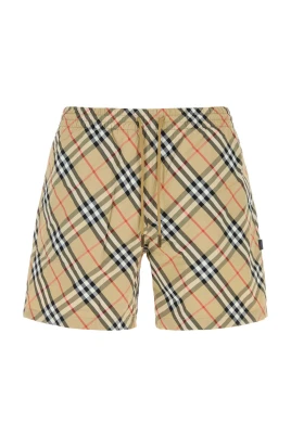 Printed Nylon Check Swim Shorts