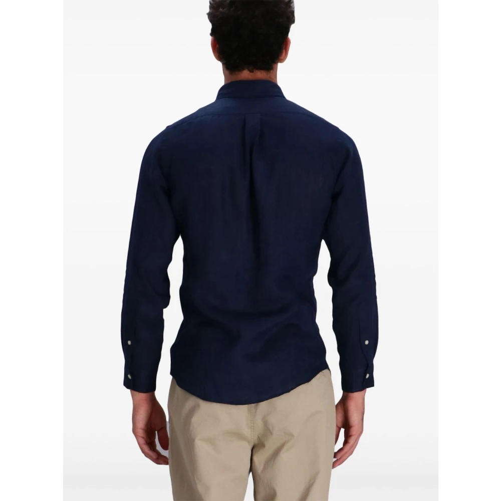 Polo Ralph Lauren Blauwe Linnen Overhemd Blue Heren