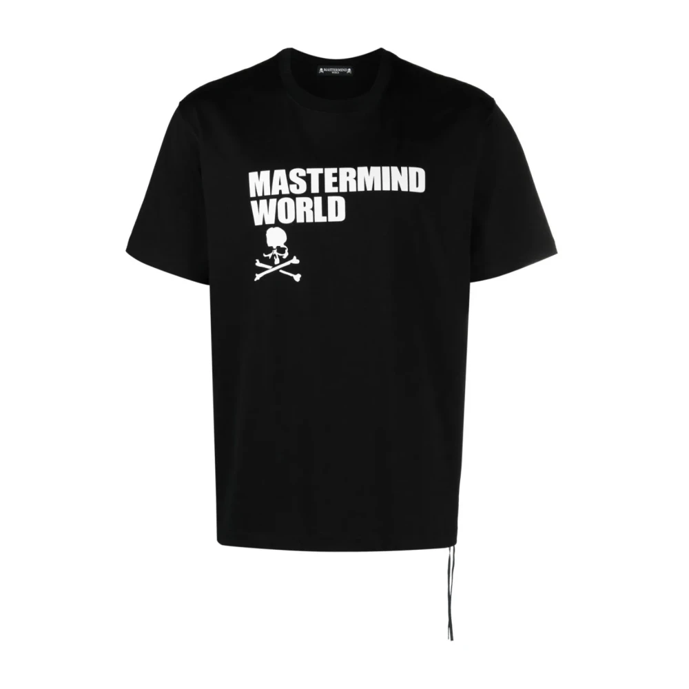 Mastermind World Logo Print Katoenen T-Shirt Zwart Wit Goud Black Heren