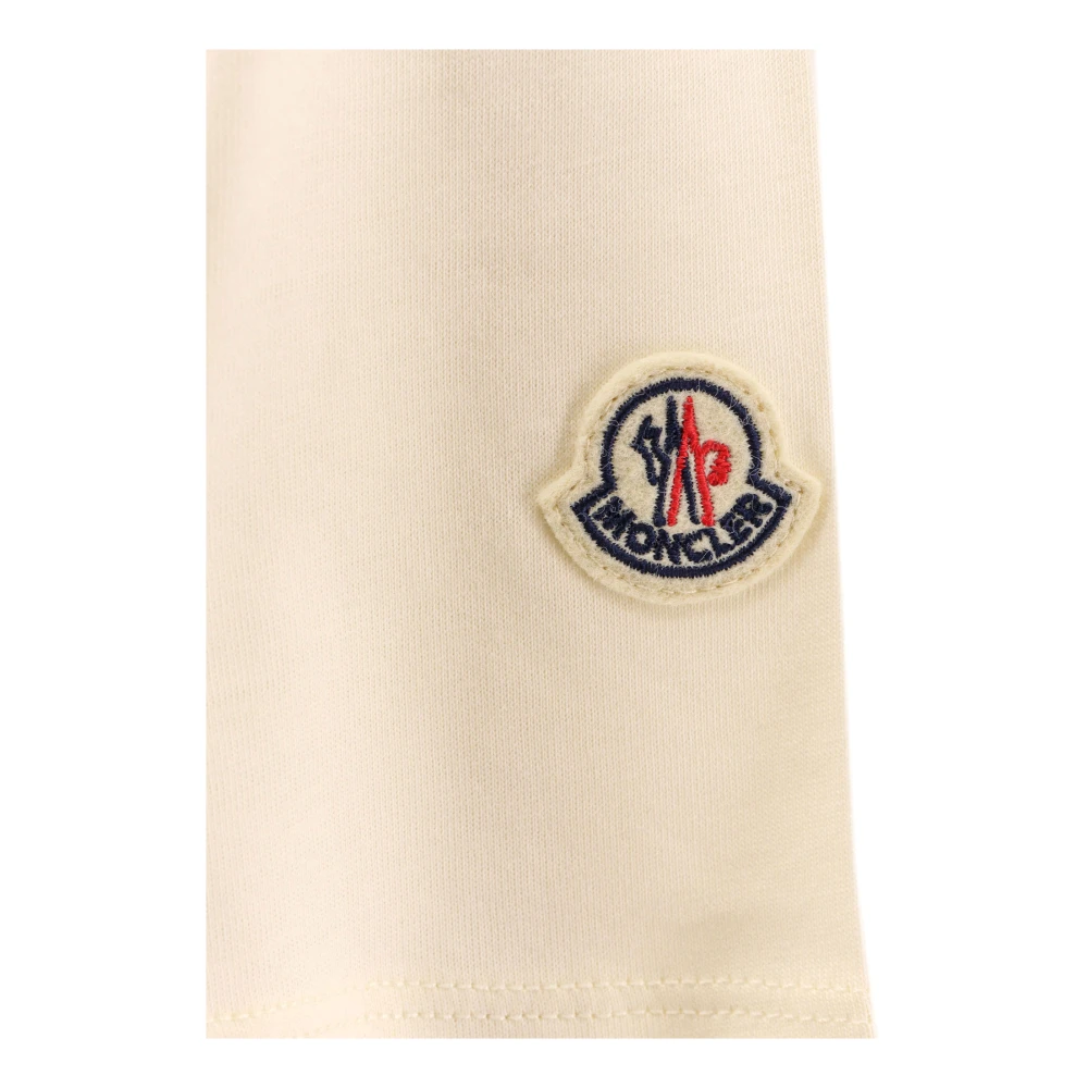 Moncler Biologisch Katoenen T-shirt met Geborduurd Logo Beige Dames