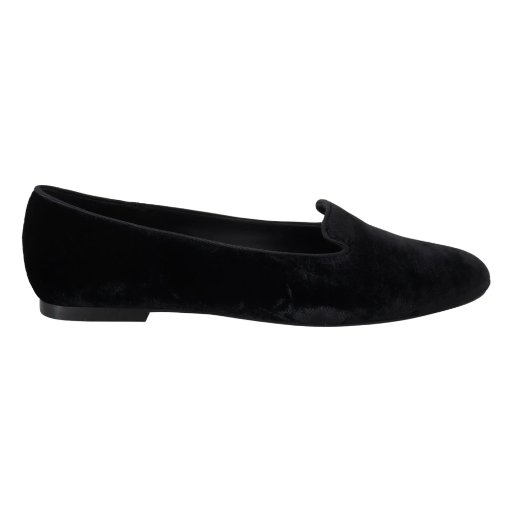 Dolce & Gabbana Women's Black Loafers,, Elegant Loafers In Silk Blend Size 2 Uk