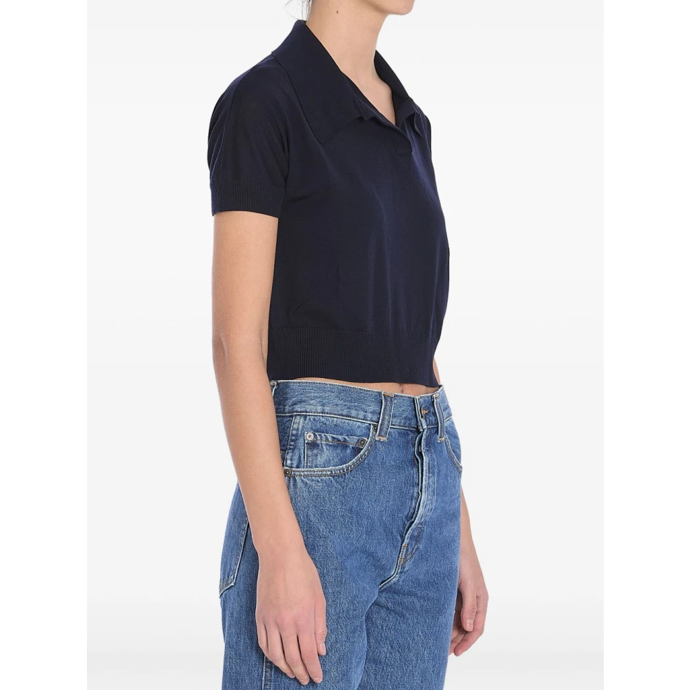 Khaite Blauw Polo Kraag T-shirt Blue Dames