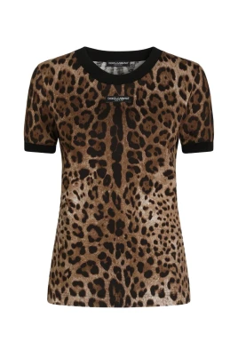 Jersey T-shirt med leopardmönster