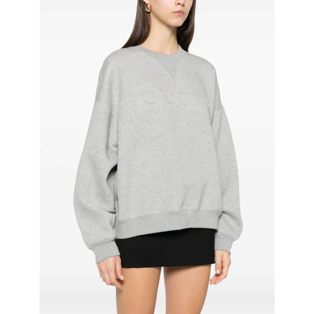 Gucci Grijze trui met reliëflogo Gray Dames