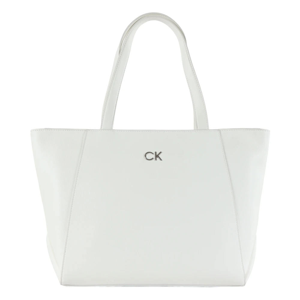 Calvin Klein Eco-leren winkeltas met logoplaat White Dames