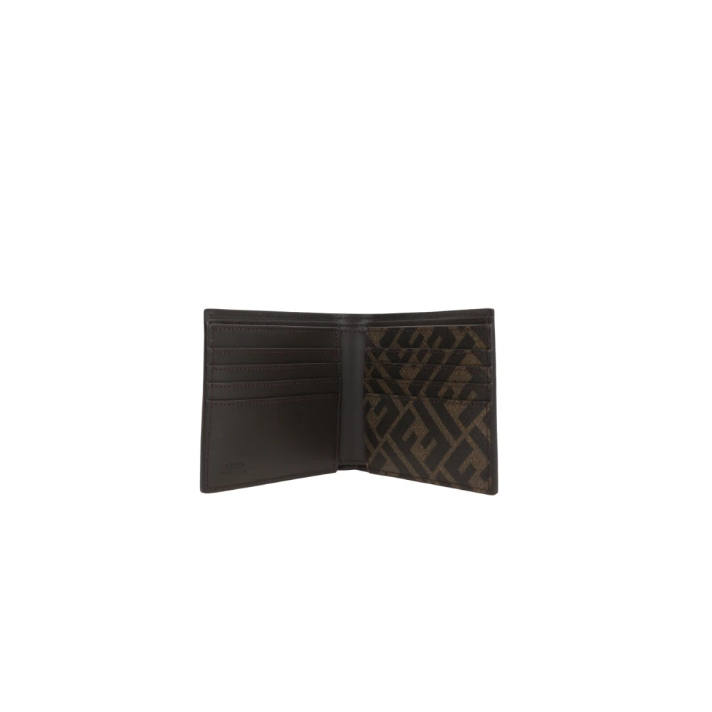 Fendi Bruin leren portemonnee met FF-motief Black Heren