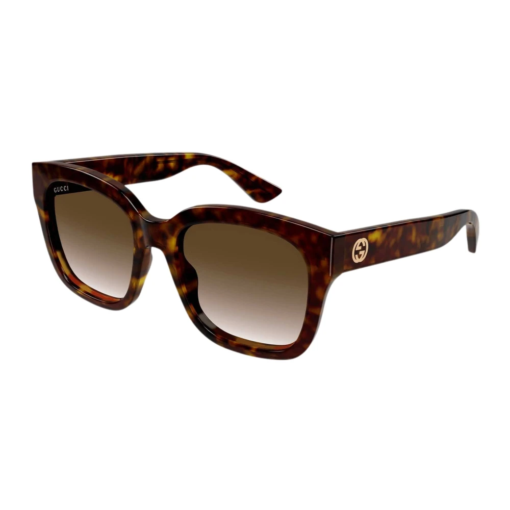 Gucci Women's Brown Squared Havana Acetate Sunglasses