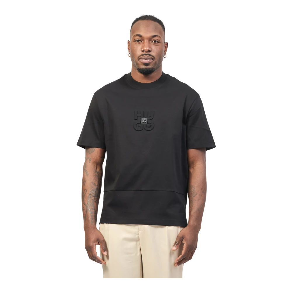 Hugo Boss Gelaagd Logo T-shirt Zwart Black Heren