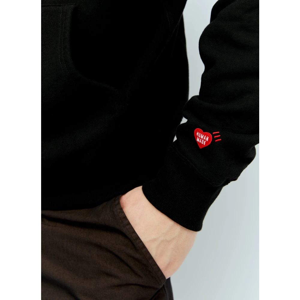 Human Made Hoodie met Distressed Tekstprint Black Heren