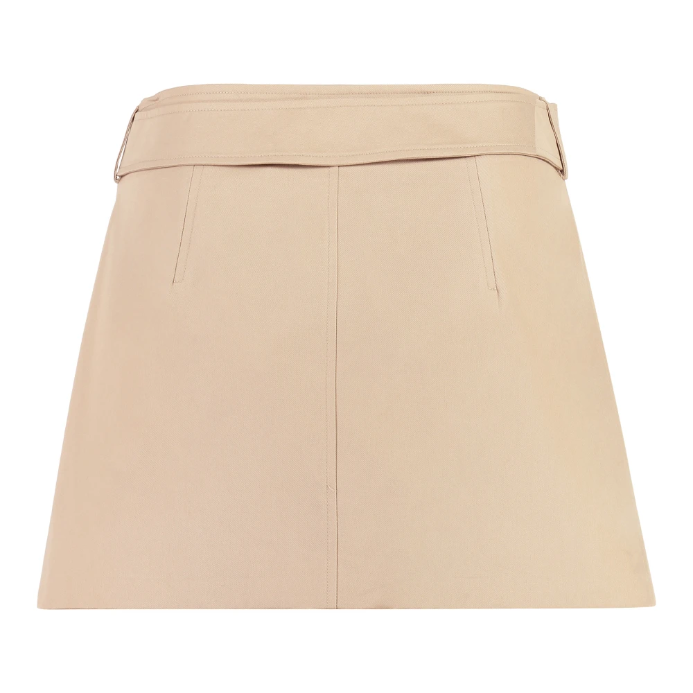 Burberry Katoenen Mini-Rok met Bijpassende Tailleband Beige Dames