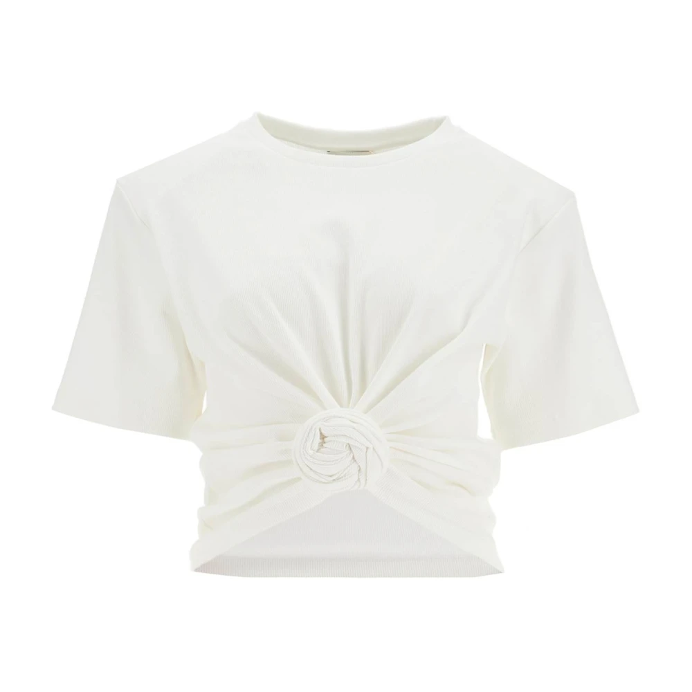 Magda Butrym Geribbeld Geknoopt T-shirt White Dames