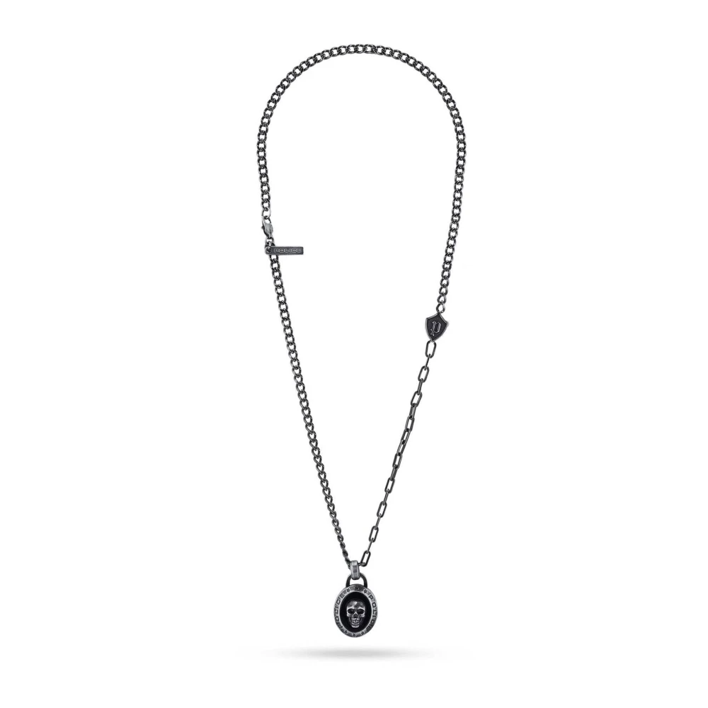 Police Men's Gray Chain Silver Skull Pendant - Necklaces - One Size - Accessories