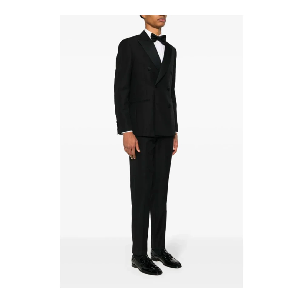 Lardini Zwarte double-breasted jurk met logospeld Black Heren