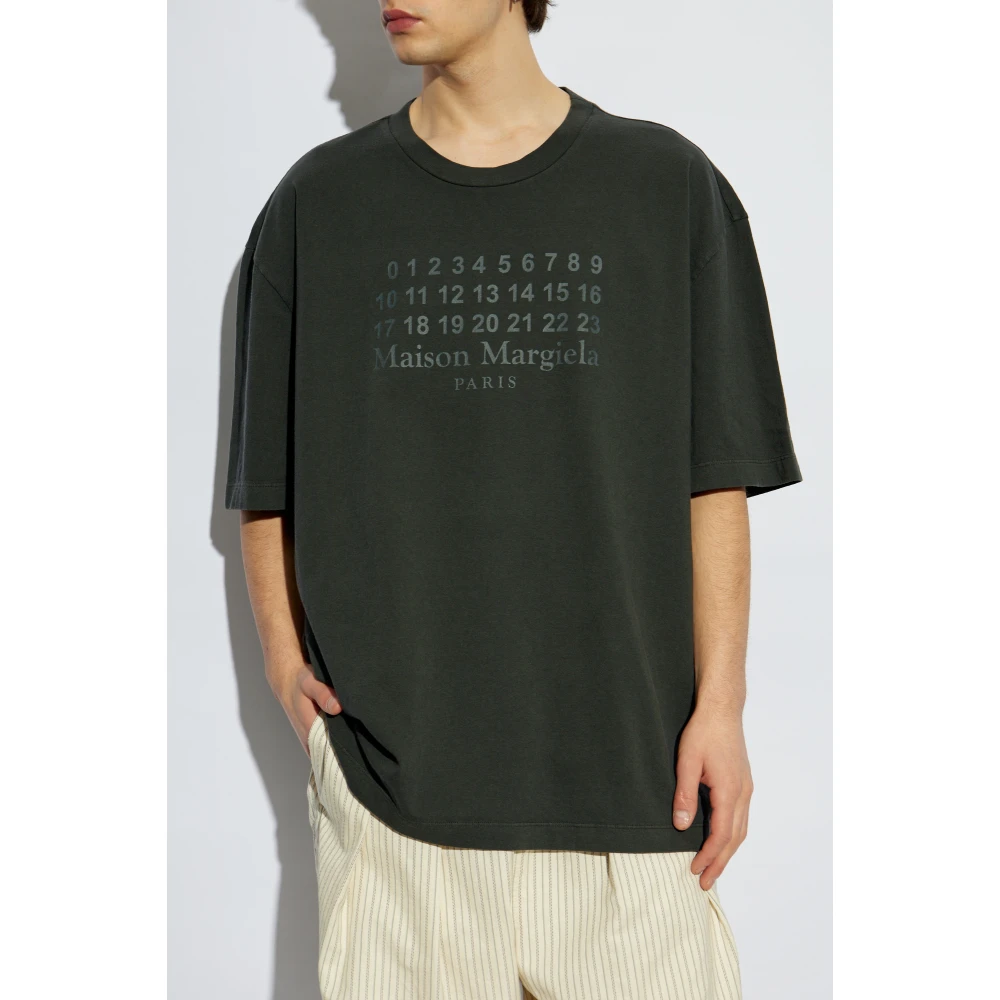 Maison Margiela T-shirt met bedrukt logo Black Heren