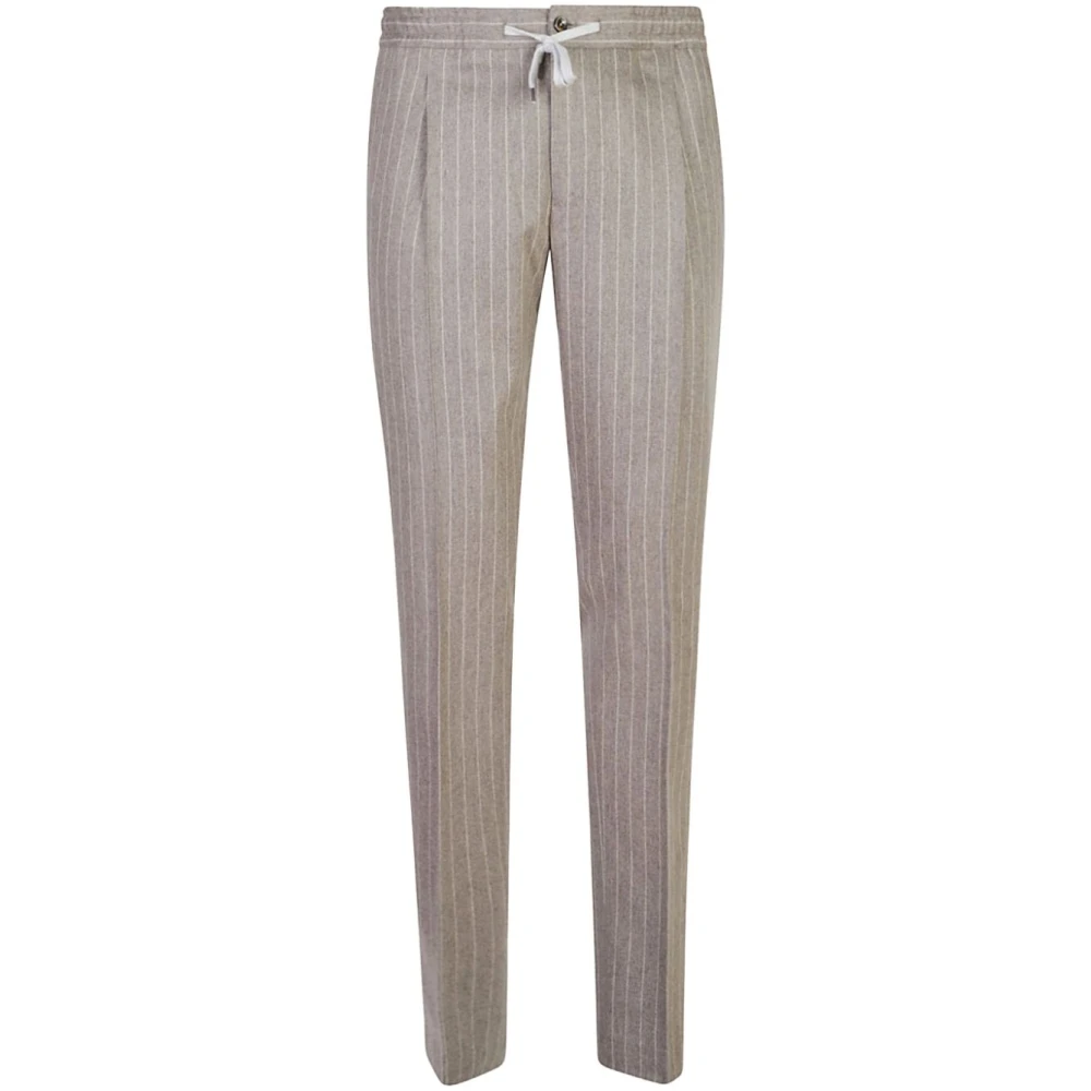 PT Torino Beige Wol Twill Broek Rechte Pijp Beige Heren