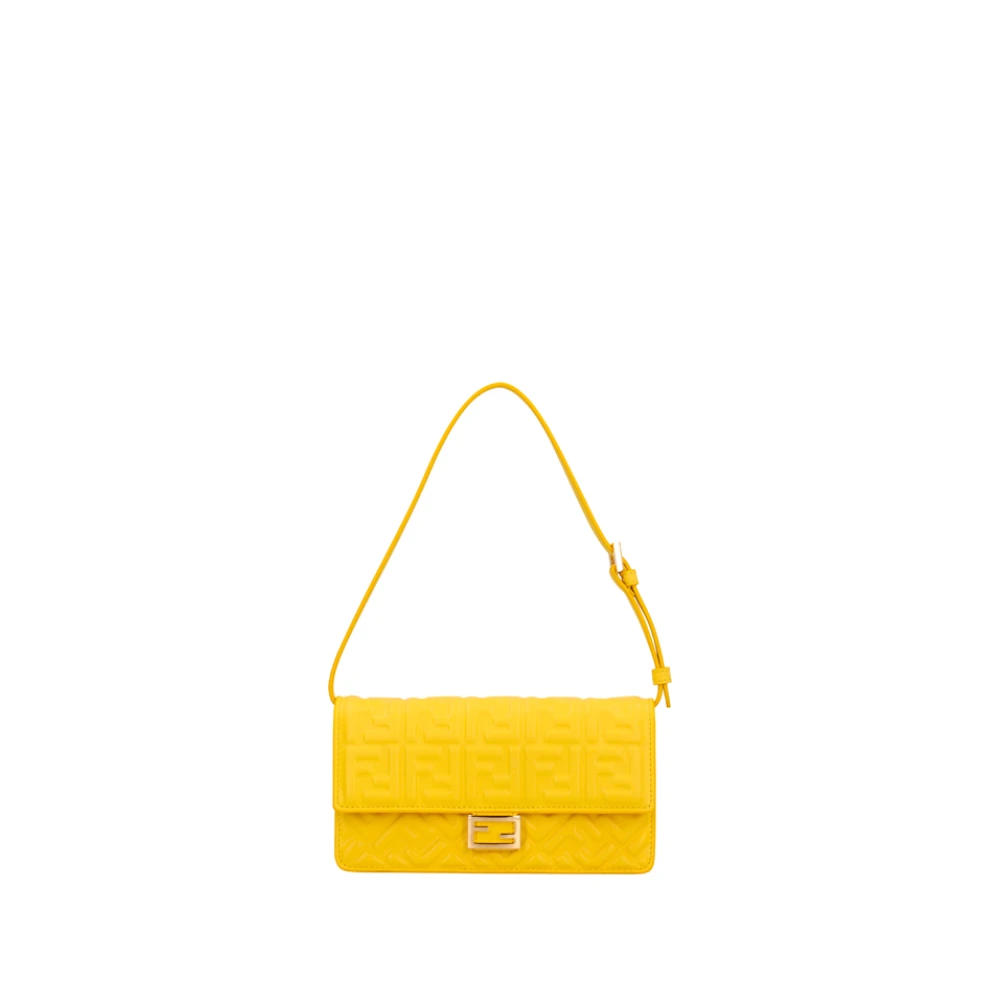 Fendi Women's Yellow Shoulder Bags, One Size, Baguette Wallet On Chain