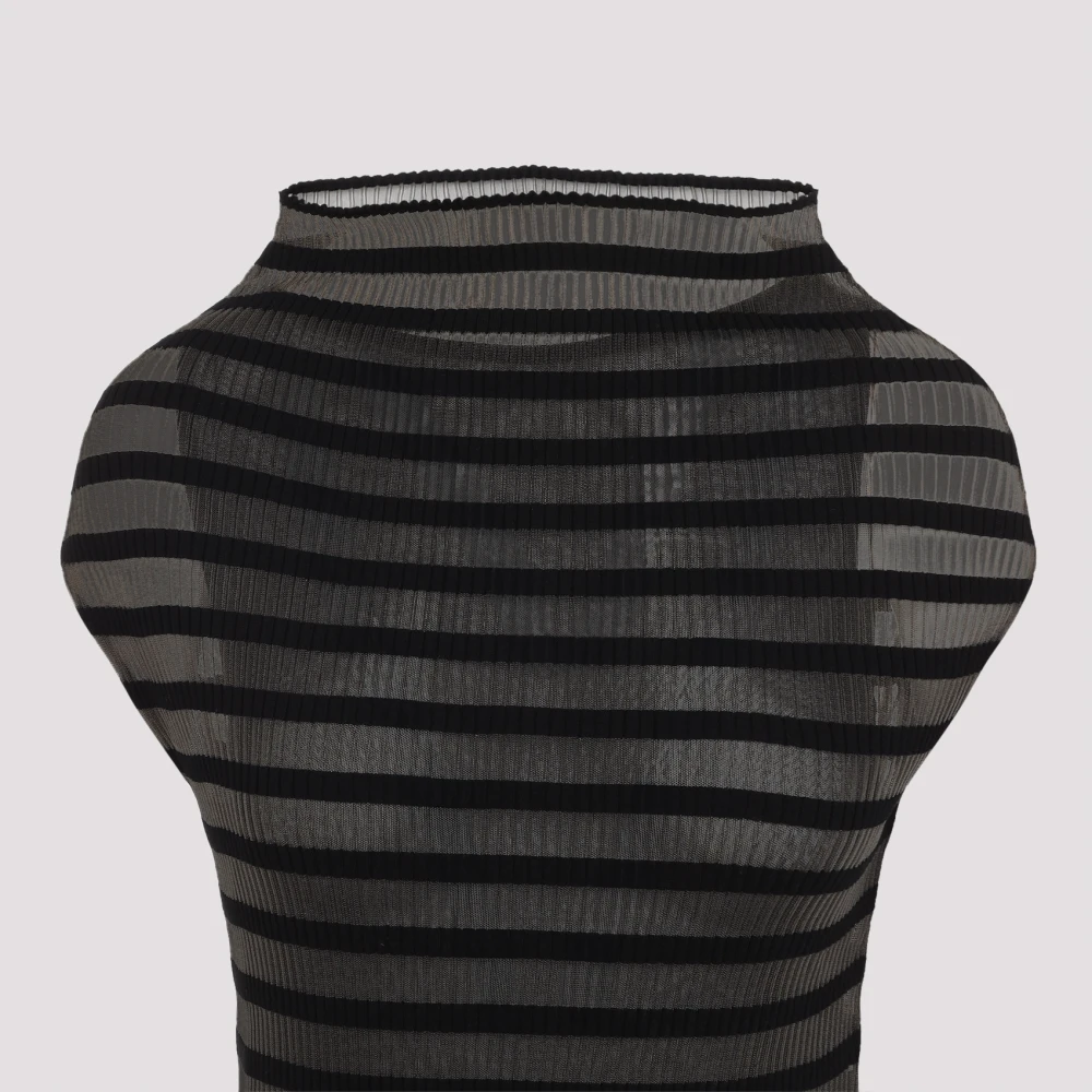 Jean Paul Gaultier Gestreepte lange jurk van nylon en viscose Black Dames