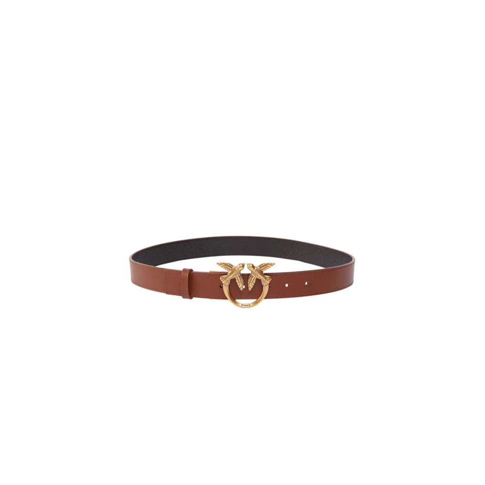 pinko Love Berry Monogram Debossed Riem Brown Unisex
