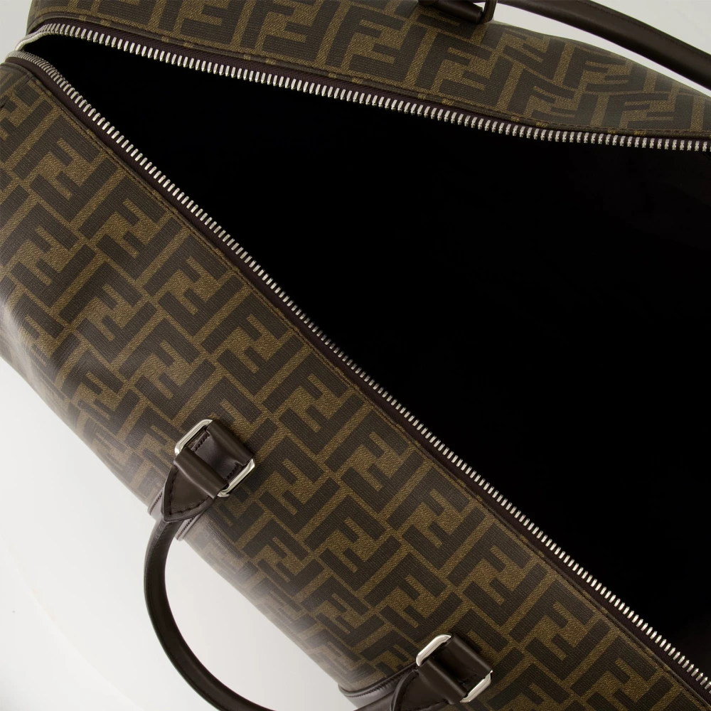 Fendi Geborduurde reistas met leer Brown Heren
