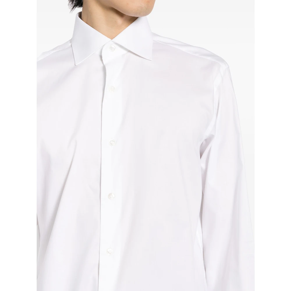 Brioni Katoenen Overhemd Regular Fit Gemaakt in Italië White Heren