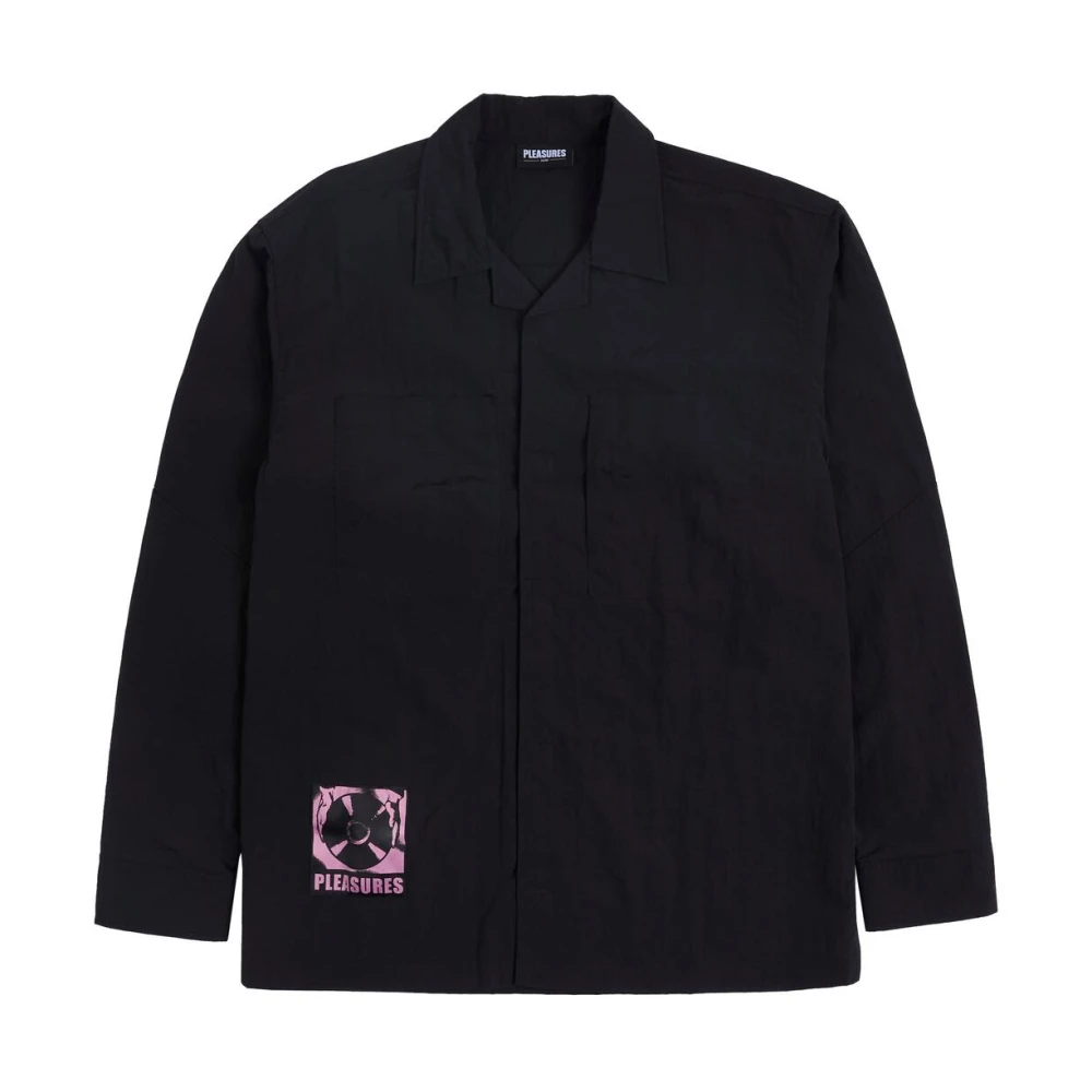 Pleasures Zwarte Nylon Overshirt met Logodetail Black Heren