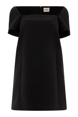robe-mini-a-line-noire-manches-courtes