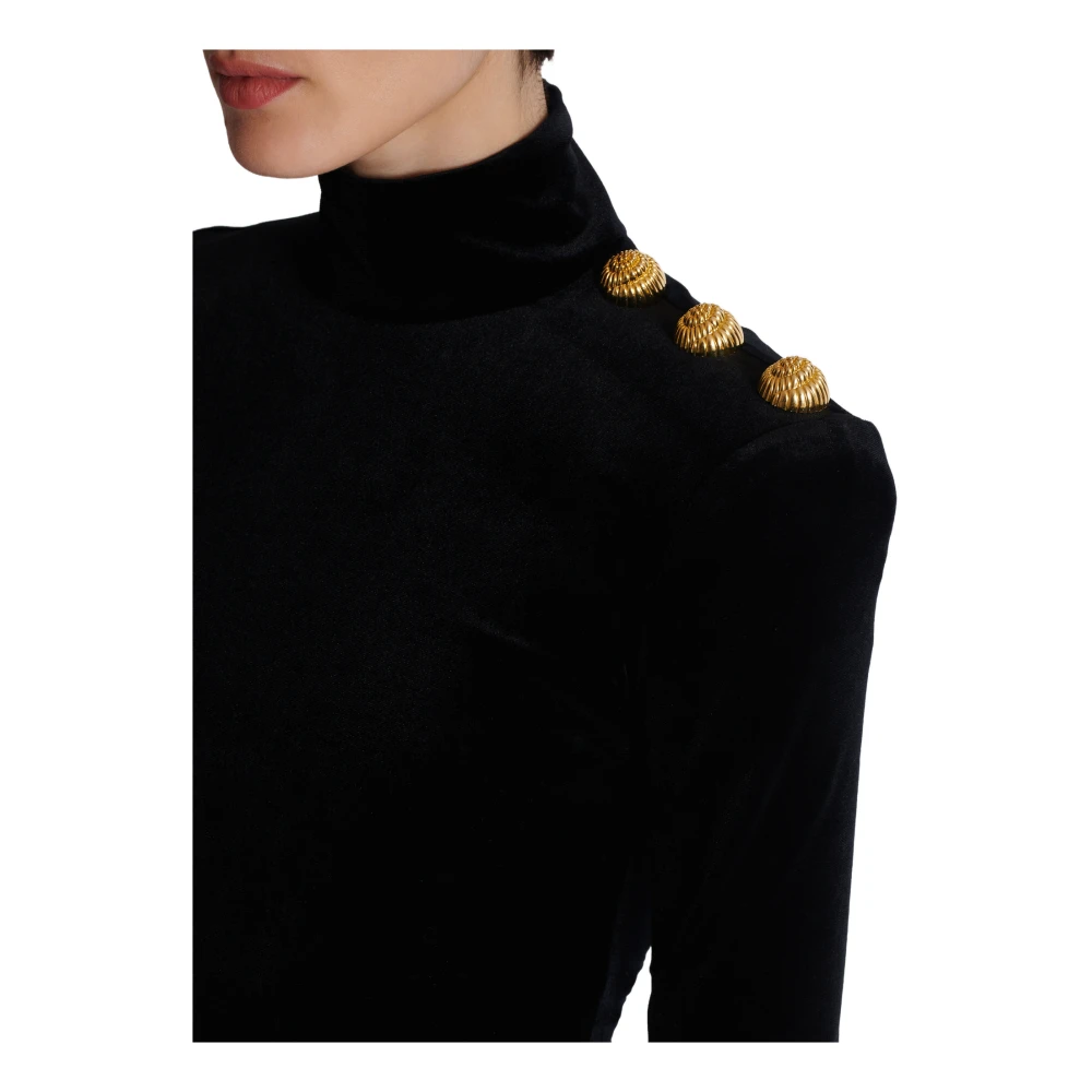 Balmain Fluwelen top met lange mouwen Black Dames